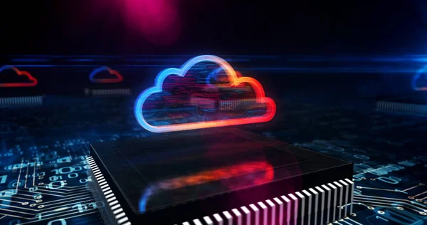 Simbolo Cloud Computing Digitale Cyber Tecnologia Archiviazione Dati Internet Database — Foto Stock