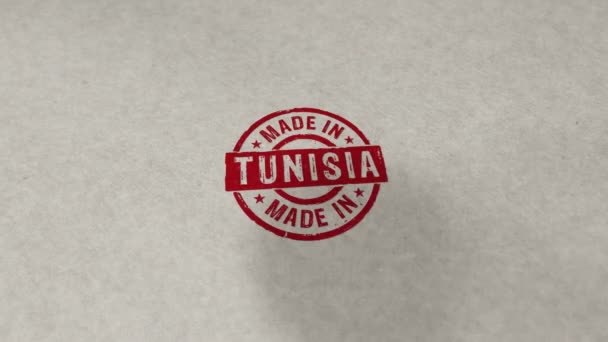 Wykonane Tunezji Stempel Pętli Bezproblemowej Animacji Uderzenie Dłoń Fabryka Produkcja — Wideo stockowe