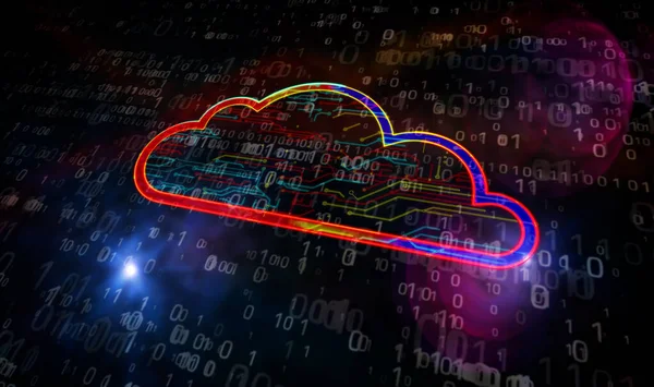 Digital Computing Moln Symbol Cyberteknik Lagring Internetdata Dator Databas Och — Stockfoto