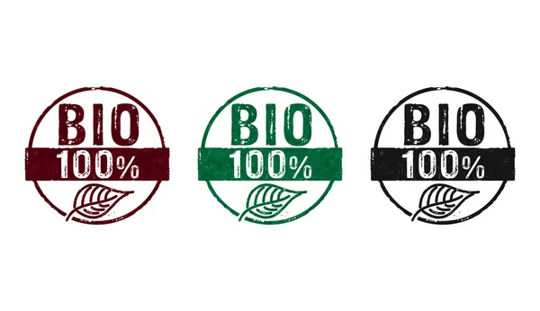 100 Icônes Timbre Bio Dans Quelques Versions Couleur Écologie Environnement — Photo