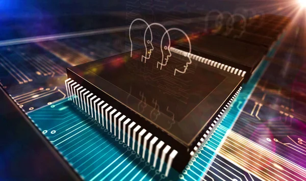 Kunstmatige Intelligentie Cybernetische Hersenen Global Machine Network Technology Concept Futuristisch — Stockfoto