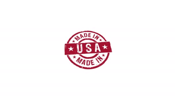 Made Usa Stempel Und Handstempeln Auswirkungen Isolierte Animation Fabrik Produktion — Stockvideo