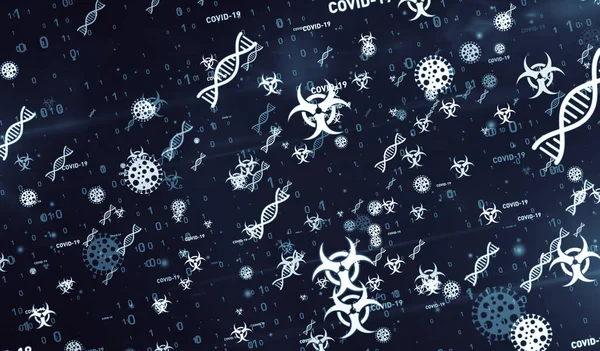 Covid Παγκόσμια Επιδημία Σύμβολα Εικονογράφηση Αφηρημένο Φόντο Έννοιας Sars Cov — Φωτογραφία Αρχείου