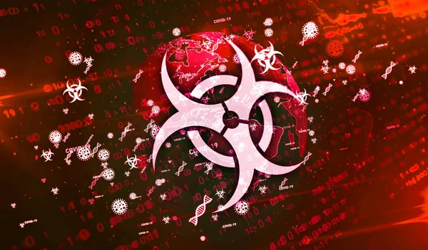 Covid Virus Epidemia Mundial Símbolos Ilustración Resumen Sars Cov Fondo — Foto de Stock