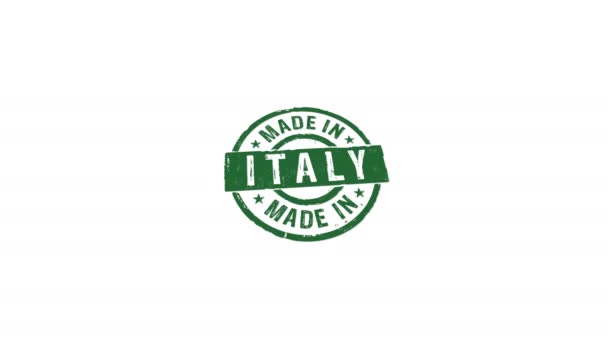 Wykonane Włoszech Znaczki Stemple Dotykowe Wpływają Izolowaną Animację Fabryka Produkcja — Wideo stockowe