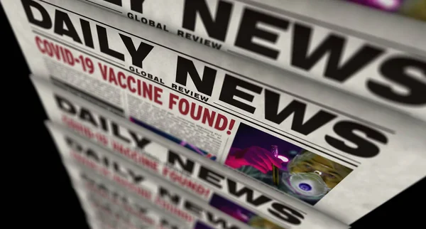 Виявлено Вакцину Проти Коронавірусу Пандемії Вірусної Медицини Щоденний Друк Газет — стокове фото
