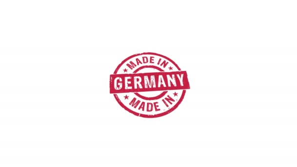 Hecho Alemania Sello Estampado Mano Impacto Animación Aislada Fábrica Fabricación — Vídeos de Stock