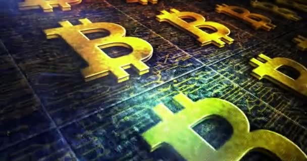 Bitcoin Mijnbouw Cryptogeld Technologie Virtueel Geld Cyber Business Blockchain Economie — Stockvideo