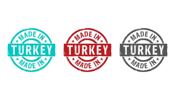 Made Turkey Stamp Icons Few Color Versions Factory Manufacturing Production — Stock Photo, Image