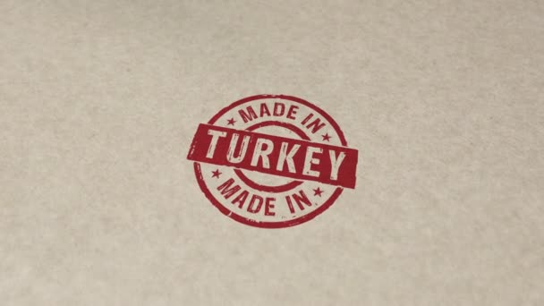 Feito Turquia Carimbo Mão Carimbar Animação Impacto Fábrica Fabricação Produção — Vídeo de Stock