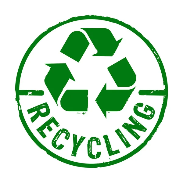 Recycling Grunge Stamp Vector Symbol Recycle Arrows Recyclable Materials Environmental — Stock Vector