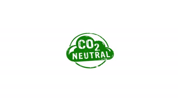 Sello Emisión Neutro Co2 Estampación Manual Impacto Animación Aislada Ecología — Vídeos de Stock