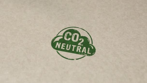 Szén Dioxid Semleges Kibocsátási Bélyegző Kézi Bélyegző Ütközés Animáció Ökológia — Stock videók