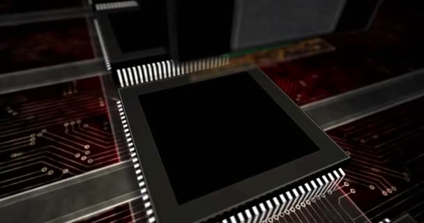사이버 디지털 자물쇠 아이콘 개념의 컴퓨터 프로세서 렌더링 Loopable Seamless — 비디오