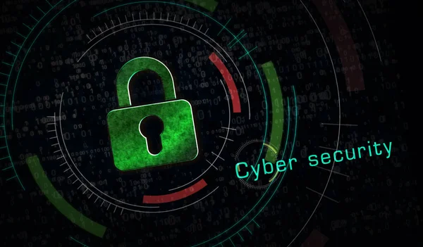 Cyber Sikkerhed Computerbeskyttelse Digital Sikkerhedsteknologi Med Hængelås Metal Symboler Abstrakt - Stock-foto