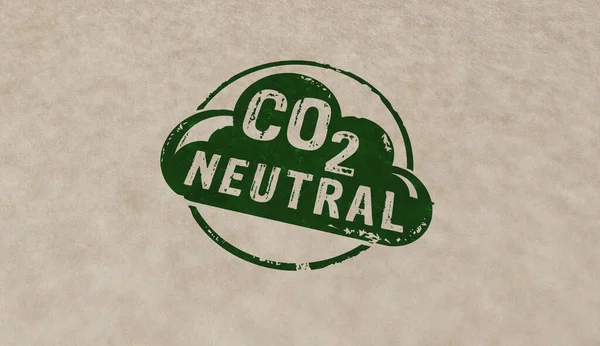 CO2 carbon neutral emission stamp icons in few color versions. Ecology, nature friendly, climate change, green fuel and earth protect concept 3D rendering illustration.