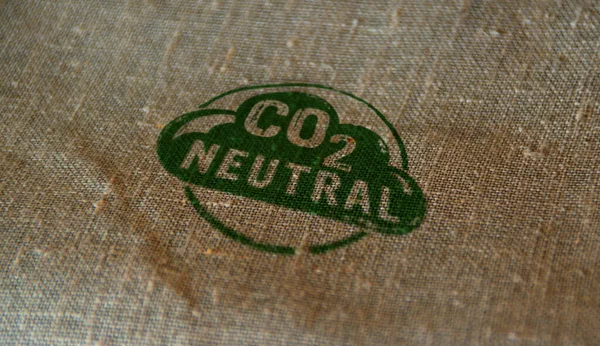Timbro Emissione Co2 Carbon Neutral Stampato Sacco Lino Ecologia Natura — Foto Stock