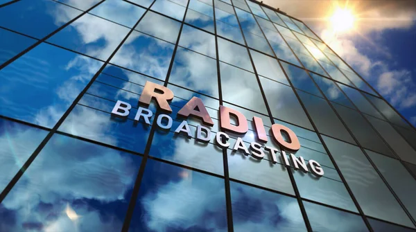 Señal Radio Edificio Cristal Estación Radiodifusión Aire Los Medios Comunicación — Foto de Stock