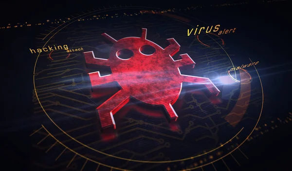 Ataque Virus Informáticos Seguridad Cibernética Malware Crimen Tecnología Software Espionaje —  Fotos de Stock