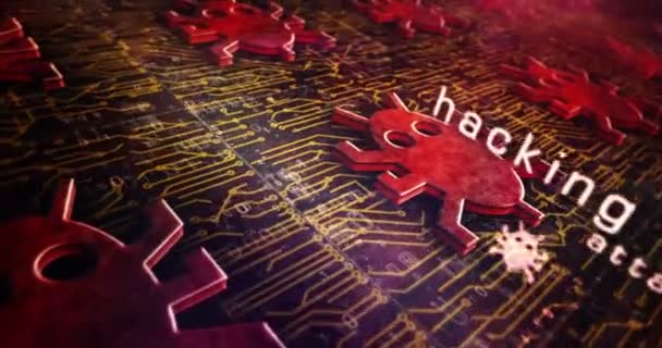 Компьютерная Вирусная Атака Кибер Безопасность Вредоносное Преступность Шпионские Технологии Цифровыми — стоковое видео