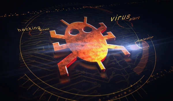 Ataque Virus Informáticos Seguridad Cibernética Malware Crimen Tecnología Software Espionaje —  Fotos de Stock
