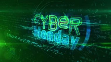 Siber pazartesi, iş promosyonu, mega satış, iyi anlaşma, alışveriş ve indirim döngüsü konsepti. Gelecekçi soyut 3D canlandırma canlandırması.