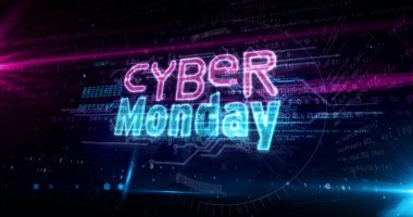 Siber pazartesi, iş promosyonu, alışveriş ve indirim konsepti. Fütürist soyut 3D resimleme.