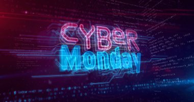 Siber pazartesi, iş promosyonu, alışveriş ve indirim konsepti. Fütürist soyut 3D resimleme.