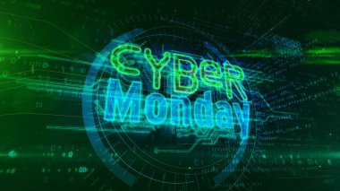 Siber pazartesi, iş promosyonu, alışveriş ve indirim konsepti. Fütürist soyut 3D resimleme.