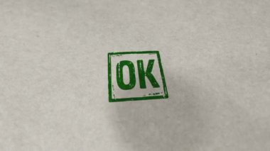 Tamam onaylı pul döngüsü ve kusursuz animasyon. El damgası darbesi. Deneme, kabul edildi, kabul edildi ve başarı 3D oluşturulmuş döngü kavramı.