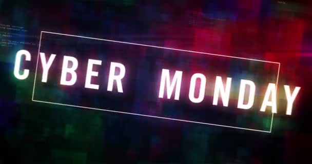 Cyber Monday Mega Venta Ofertas Calientes Concepto Futurista Promoción Texto — Vídeo de stock