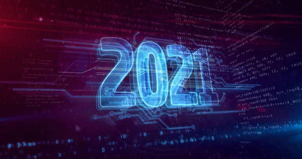 2021 Год Новая Концепция Кибер Дизайна Футуристическая Абстрактная Иллюстрация — стоковое фото