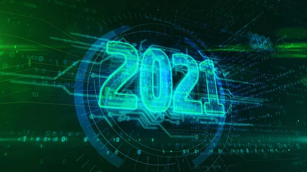 2021 Años Nuevo Concepto Diseño Cibernético Ilustración Futurista Abstracta Representación —  Fotos de Stock
