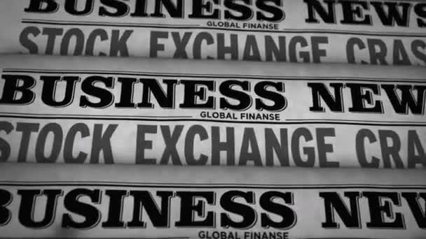 Börsencrash Wirtschaftsnachrichten Täglicher Zeitungsdruck Vintage Paper Media Press Produktion Abstraktes — Stockvideo