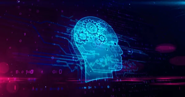 Sztuczna Inteligencja Cybernetyczny Mózg Cyborg Koncepcja Uczenia Maszynowego Futurystyczna Abstrakcyjna — Zdjęcie stockowe