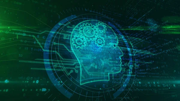 Sztuczna Inteligencja Cybernetyczny Mózg Cyborg Koncepcja Uczenia Maszynowego Futurystyczna Abstrakcyjna — Zdjęcie stockowe