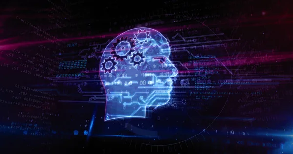 Kunstmatige Intelligentie Cybernetische Hersenen Cyborg Machine Learning Concept Futuristische Abstracte — Stockfoto