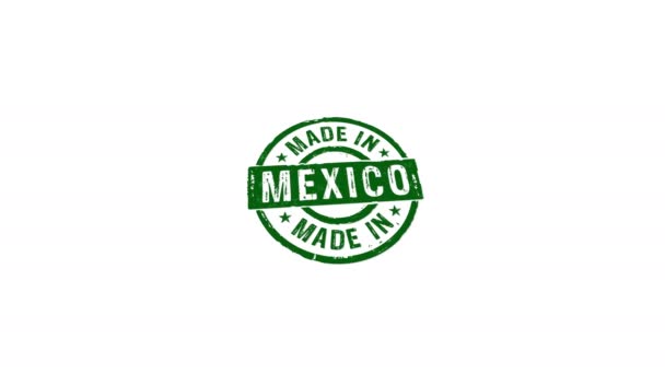 Gemaakt Mexico Stempel Hand Stempelen Impact Geïsoleerde Animatie Fabriek Productie — Stockvideo