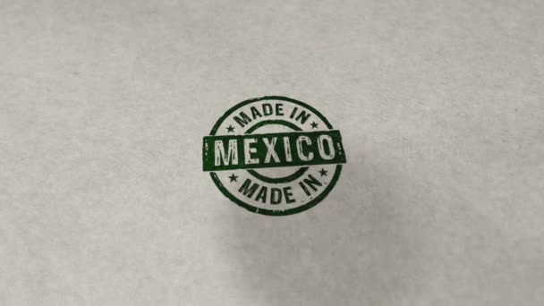 Hecho México Sello Loopable Animación Sin Costuras Impacto Estampación Manual — Vídeo de stock