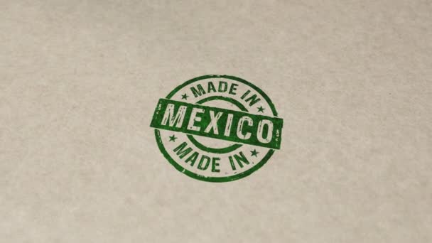 Made Mexico Σφραγίδα Και Χέρι Σφράγιση Animation Επιπτώσεις Εργοστάσιο Χώρα — Αρχείο Βίντεο