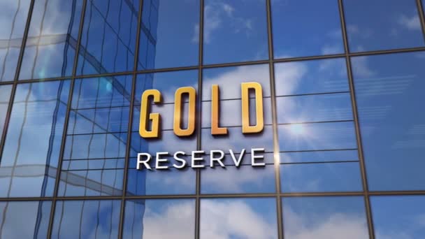 Reserva Ouro Sinal Banco Seguro Edifício Vidro Sistema Segurança Empresarial — Vídeo de Stock