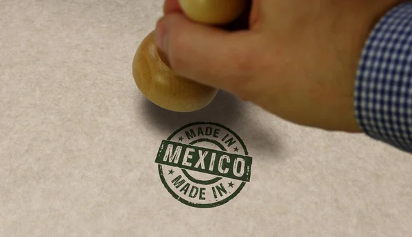 Mexikói Pecsét Bélyegző Kéz Gyári Gyártó Gyártó Ország Koncepciója — Stock Fotó
