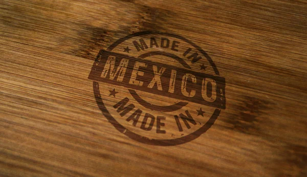 Gemaakt Mexico Stempel Gedrukt Houten Doos Fabriek Fabricage Productie Land — Stockfoto