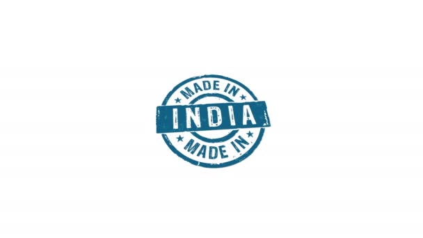 Made India Stamp Hand Stamping Impact Isolated Animation Factory Manufacturing — Stock Video