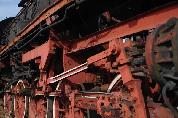 Locomotiva Vapor Velha Máquina Ferroviária Enferrujada Indústria Carvão Retrô — Fotografia de Stock