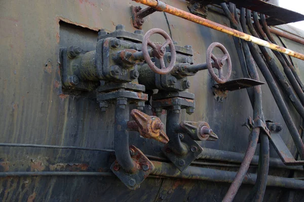 Válvulas Oxidadas Vintage Parte Locomotora Retro —  Fotos de Stock