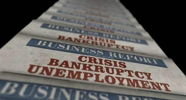 Crisi Bancarotta Disoccupazione Business News Stampa Quotidiana Vintage Carta Media — Foto Stock