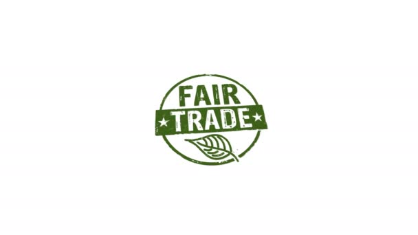 Fair Trade Stempel Hand Stempelen Impact Geïsoleerde Animatie Ethisch Zakendoen — Stockvideo