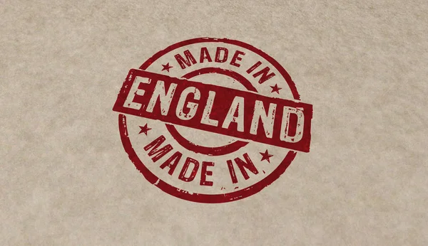 在英格兰制造的邮票图标颜色很少 制造业和生产国家概念3D渲染说明 — 图库照片