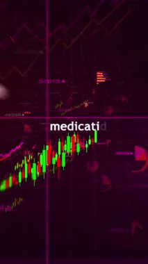 Dikey video: Uyuşturucu bağımlılığı ve eczane bağımlılığı grafikleri ve grafikleri hızlı döngü analizi konsepti animasyonu